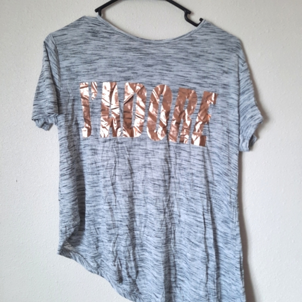 J'DORE Rose Gold Print Assymetrical Shirt Print